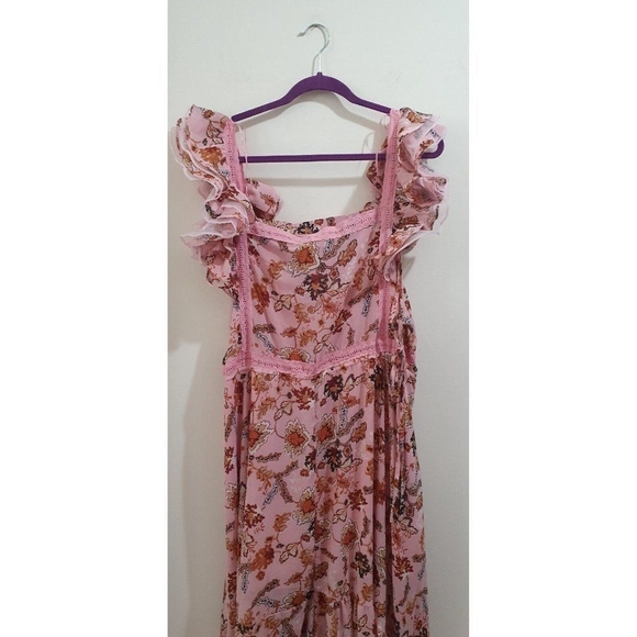 Rosevelvet PLUS SIZE SLEEVELESS RUFFLE SQUARE NECK FLORAL MAXI DRESS - Picture 7 of 10